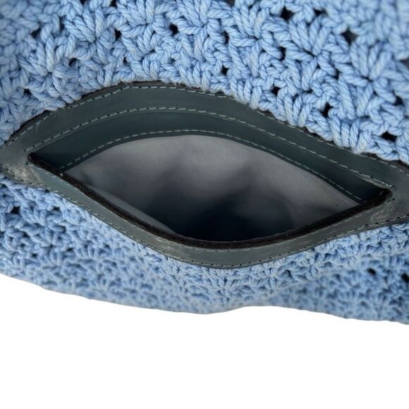 Patricia Nash Safflower Blue Cantinella Crochet Bag with Bamboo Handles - Picture 7 of 16